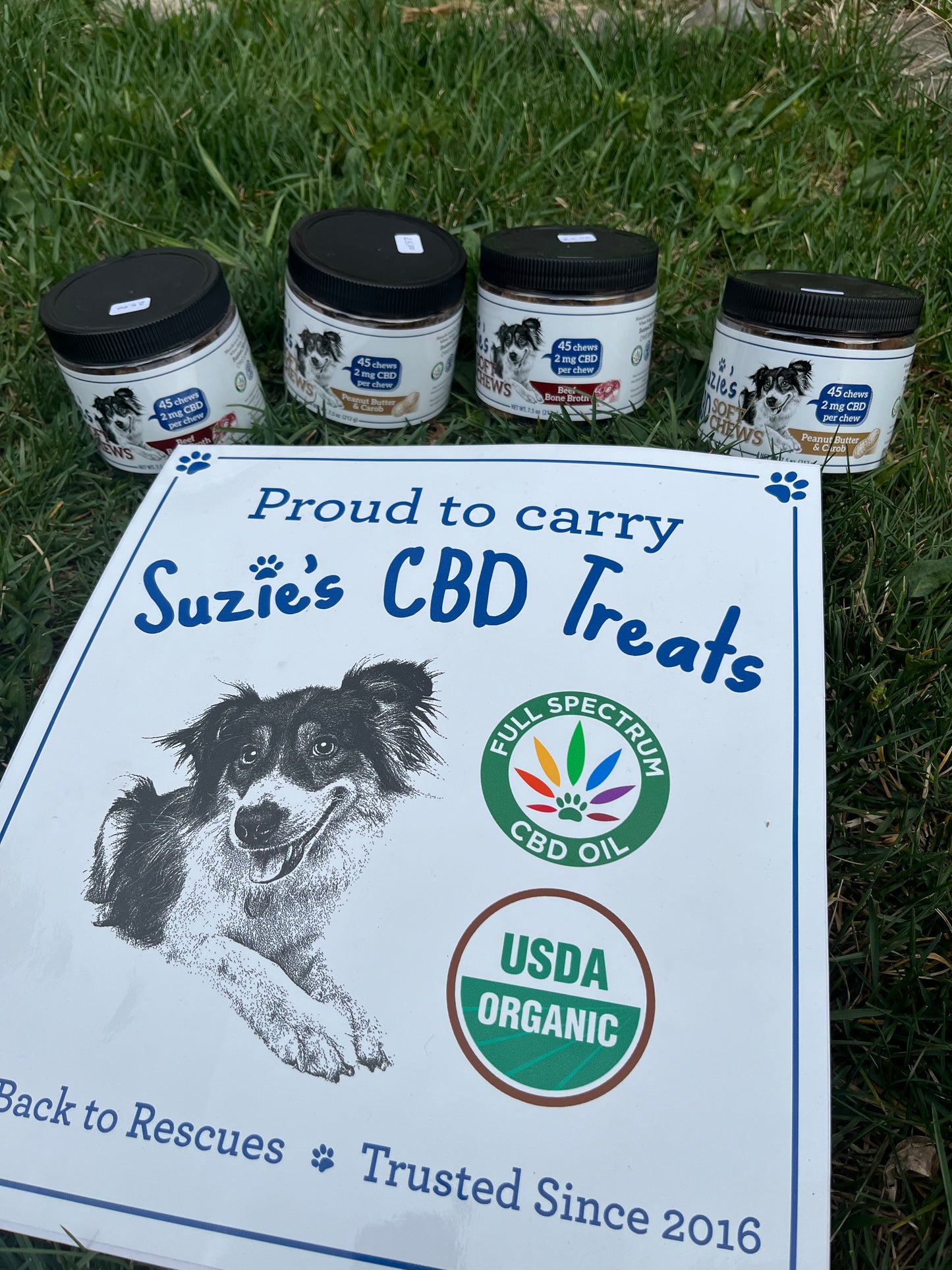 Suzie's 2mg CBD Dog Soft Chew Treats - Peanut Butter & Carob